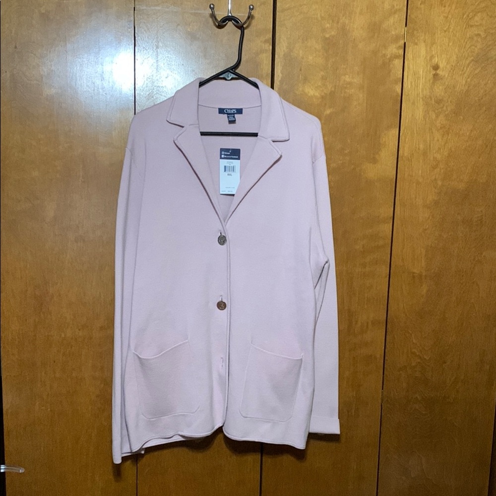🆕 CHAPS- Pink Knit Blazer (XXL) NWT! - Picture 1 of 10